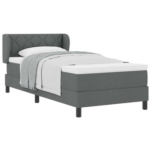 vidaXL Lit à ressorts avec matelas Gris foncé 90 x 190 cm tissu