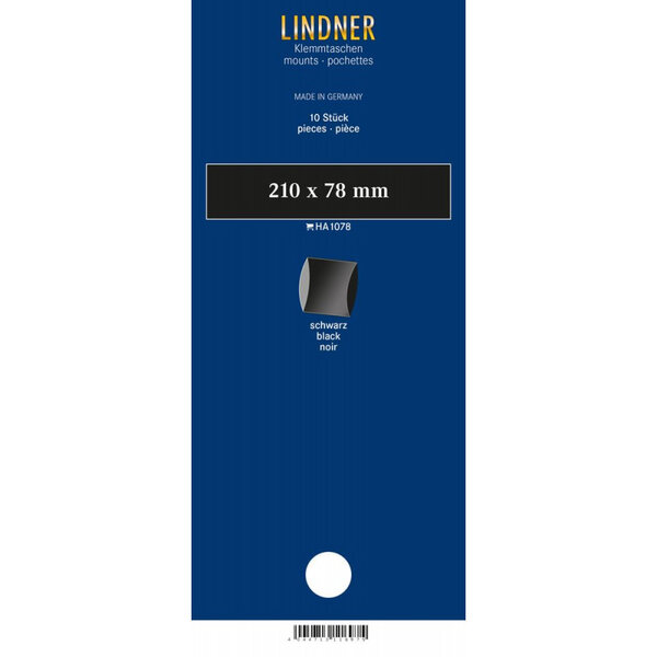Bandes double soudure 210 x 78 mm pour timbres-poste. Fond - Noir