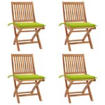 vidaXL Chaises pliables de jardin avec coussins lot de 4 Teck solide