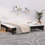 vidaXL Lit coulissant Noir 2x(90x200) cm Bois de pin massif