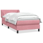 vidaXL Sommier à lattes de lit avec matelas rose 100x220 cm velours