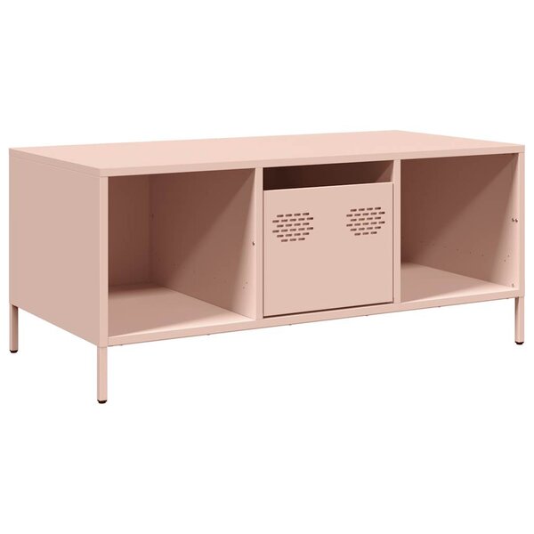vidaXL Table basse rose 101 5x50x43 5 cm acier laminé à froid