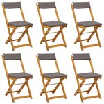 vidaXL Chaises de bistrot d'extérieur 6 Pièces Gris foncé 40 x 53 x 80 cm