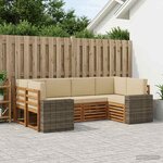 vidaXL Ensemble de canapés d'extérieur 6 pc Naturel et Beige Polyester