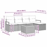 vidaXL Ensemble de canapé de jardin avec coussin 6 Pièces Noir Poly rotin