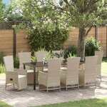 vidaXL Ensemble de salle à manger pour jardin 9 Pièces Beige polyrotin