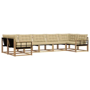 vidaXL Ensemble de canapés d'extérieur 7 Pièces Blanc et Beige