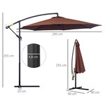 Parasol déporté octogonal à manivelle inclinable manivelle avec pied en acier diamètre 3 m chocolat