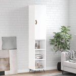 vidaXL Buffet haut Blanc brillant 34 5x34x180 cm Bois d'ingénierie