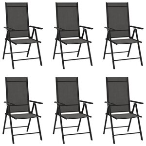 vidaXL Chaises de jardin pliables lot de 6 Textilène Noir