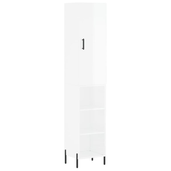 vidaXL Buffet haut Blanc brillant 34 5x34x180 cm Bois d'ingénierie