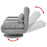 vidaXL Fauteuil pivotant et canapé-lit Gris clair Tissu