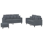 vidaXL Ensemble de canapés 3 Pièces avec coussins Gris foncé Velours