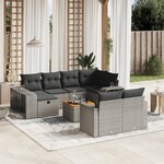 vidaXL Salon de jardin 11 Pièces avec coussins gris résine tressée