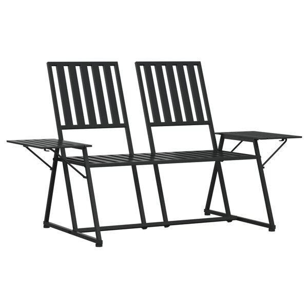 vidaXL Banc de jardin 2 places 165 cm Noir Acier