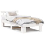 vidaXL Cadre de lit avec tête de lit Blanche 100x200 cm Bois massif Pin