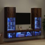 vidaXL Unités murales TV avec LED 5 Pièces Bois ancien Bois d'ingénierie