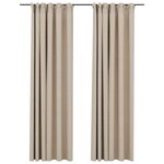 vidaXL Rideaux occultants aspect lin et crochets 2 Pièces Beige 140x245cm