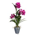 Orchidée dendrobium factice 3 hampes vase céramique h70cmd40cm fushia - couleur: rose fushia