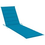Vidaxl chaise longue avec coussin bleu bois de teck solide