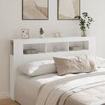 vidaXL Tête de lit à LED blanc 180x18 5x103 5 cm bois d'ingénierie