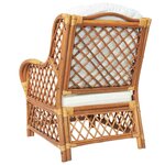 vidaXL Canapé avec coussin Marron clair Rotin naturel et lin
