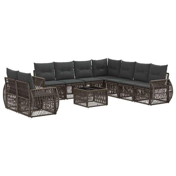 vidaXL Ensemble de canapé de jardin 10 pc Gris et Gris foncé polyrotin