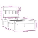 vidaXL Cadre de lit sans matelas noir 75x190 cm bois massif