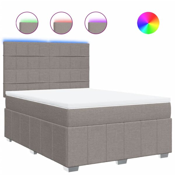 vidaXL Sommier à lattes de lit avec matelas Taupe 140x190 cm Tissu