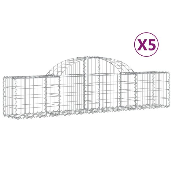 vidaXL Paniers à gabions arqués 5 Pièces 200x30x40/60 cm Fer galvanisé