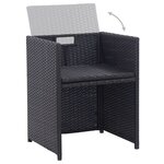 vidaXL Ensemble à manger d'extérieur 15 Pièces avec coussins rotin Noir