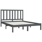 vidaXL Cadre de lit Gris Bois de pin massif 135x190 cm Double