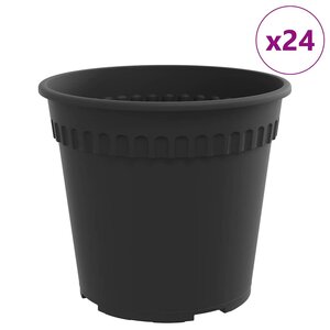 vidaXL Pot à fleurs rond 24 Pièces Noir Ø 19 x 16 cm Plastique