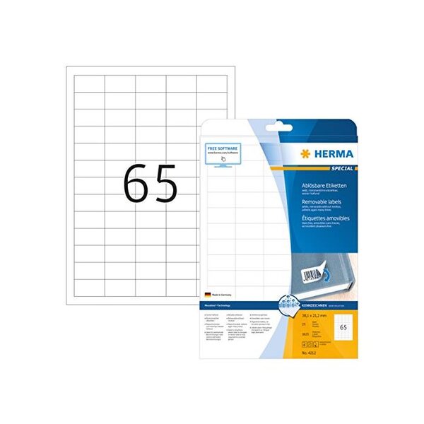Étiquettes superprint, diamètre 10 mm, détachables, 25 feuilles a4 herma