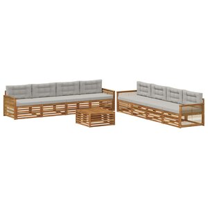 vidaXL Ensemble de canapés d'extérieur 9 pc Naturel et gris clair