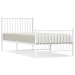 vidaXL Cadre de lit métal sans matelas avec pied de lit blanc 90x200cm