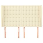 vidaXL Tête de lit avec oreilles Crème 147x23x118/128 cm Similicuir