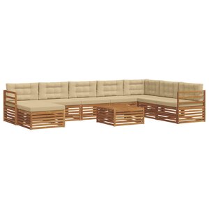 vidaXL Ensemble de canapés d'extérieur 9 Pièces Naturel et Beige