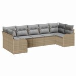 vidaXL Ensemble de canapé de jardin 7 Pièces Beige Poly rotin