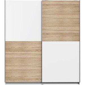 Armoire de chambre - Panneaux de particules - Décor chene et blanc - 2 portes - Style contemporain - L 170,3 x P 61,2 x H 190,5 cm