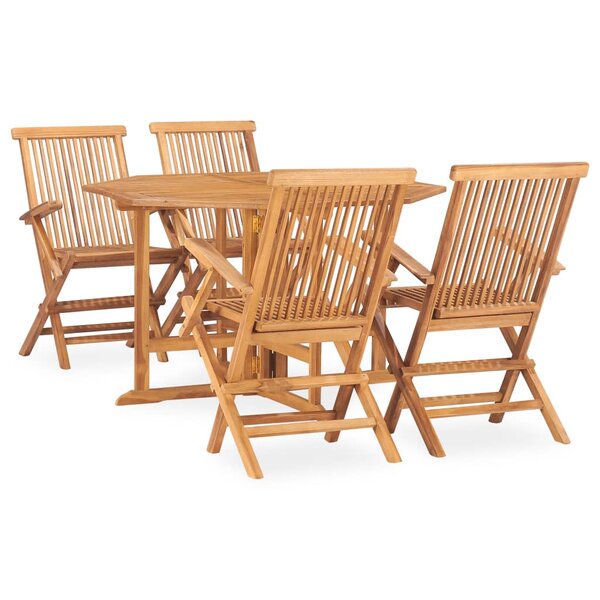 vidaXL Mobilier à dîner d'extérieur pliable 5 Pièces Bois solide de teck