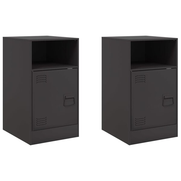 vidaXL Tables de chevet 2 Pièces noir 34 5x39x62 cm acier