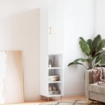 vidaXL Buffet haut Blanc brillant 34 5x34x180 cm Bois d'ingénierie