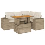 vidaXL Salon de jardin avec coussins 5 Pièces beige résine tressée