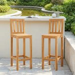 vidaXL Tabouret de bar 2 Pièces Naturel Bois de teck massif