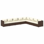 vidaXL Salon de jardin 8 Pièces avec coussins Résine tressée Marron