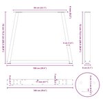 vidaXL Pieds de table à manger en forme de V  2 pièces  acier naturel  100 x (72-73 3) cm