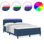 vidaXL Lit avec sommier à ressorts avec matelas & LED bleu 140x190 cm tissu