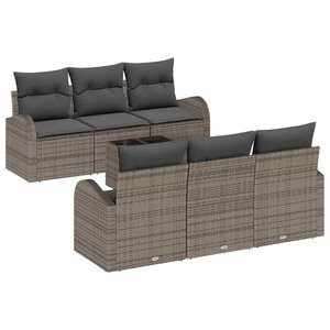 vidaXL Ensemble de canapé de jardin avec stockage 7 Pièces Gris polyrotin