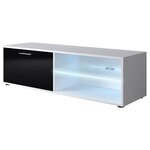 KORA Meuble TV LED contemporain blanc et noir brillant - L 118 cm
